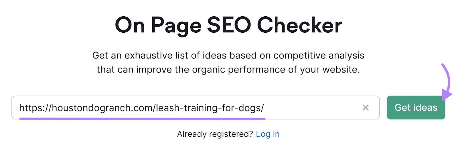 Панель поиска SEO Checker на странице