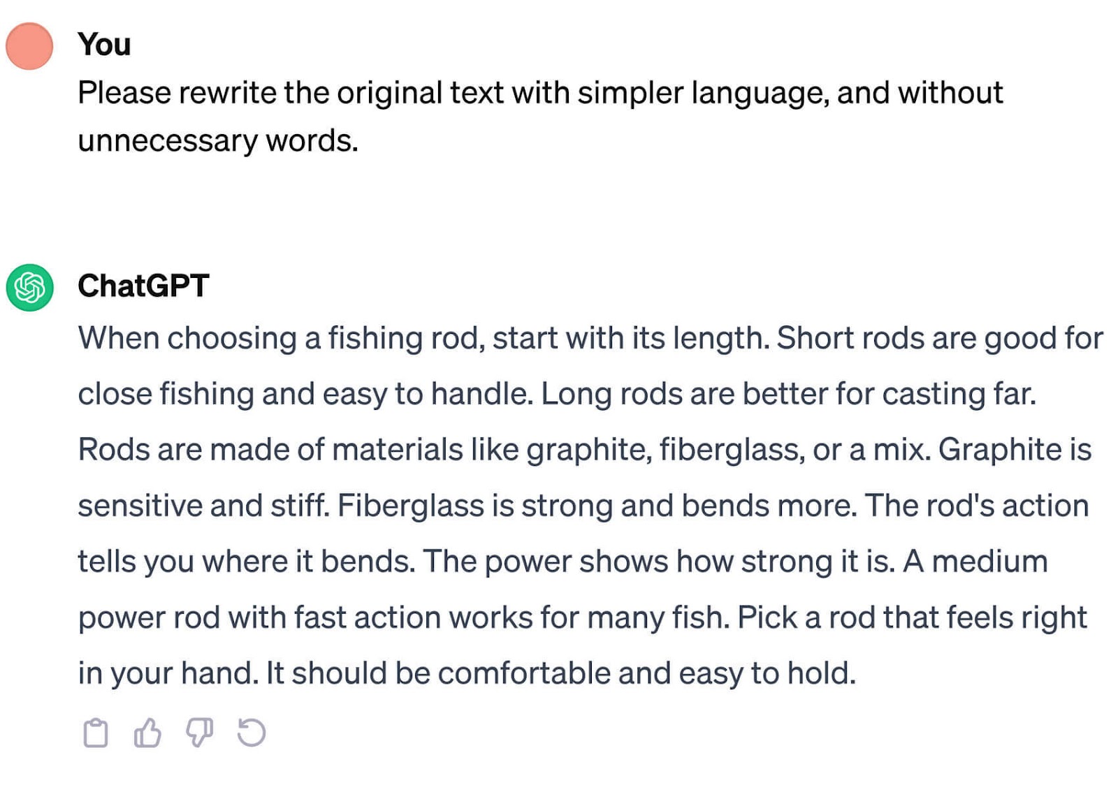 Пример запроса ChatGPT переписать исходный текст на более простой язык.